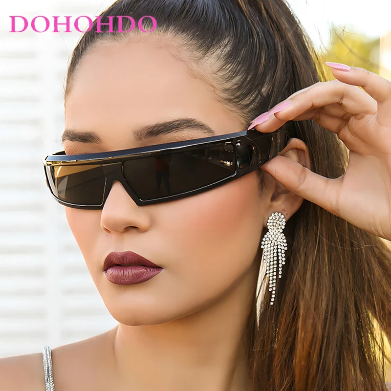 

DOHOHDO Y2K Cool Aesthetic Rectangle Sunglasses Men Fashion Eyewear Future Technology Trend Goggles Bicycle UV400 Cycling Glass