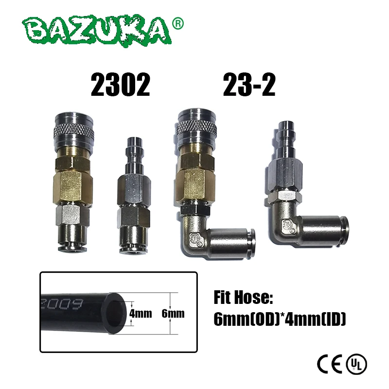 

HPA (US) 2302 23-2 Foster Quick Disconnect QD Adapter With Push-In Pipe Fitting Assembly For 1/4Inch 6mm(OD) 4mm(ID) Hose