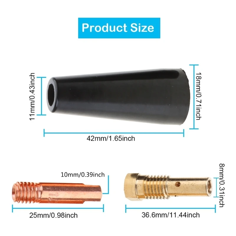 Imagem -02 - Flux Cores Gasless Bico Ponta Kit Mig Soldagem Contato Dica Dica Titular Difusor Tocha de Soldagem 0.8 mm 0.030 mm 10 mm 12 mm 14ak