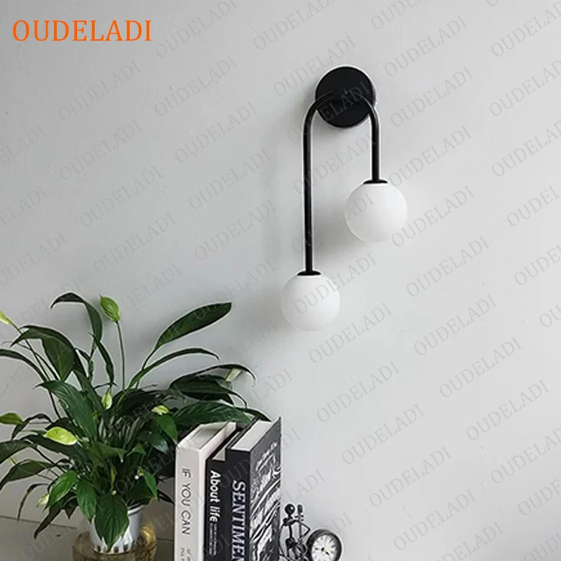 Imagem -05 - Corredor Corredor Escada Decoração Nordic Lâmpadas de Parede Iluminação com Bola Vidro Interior Arandela para Quarto Moderno Sala Estar Jantar