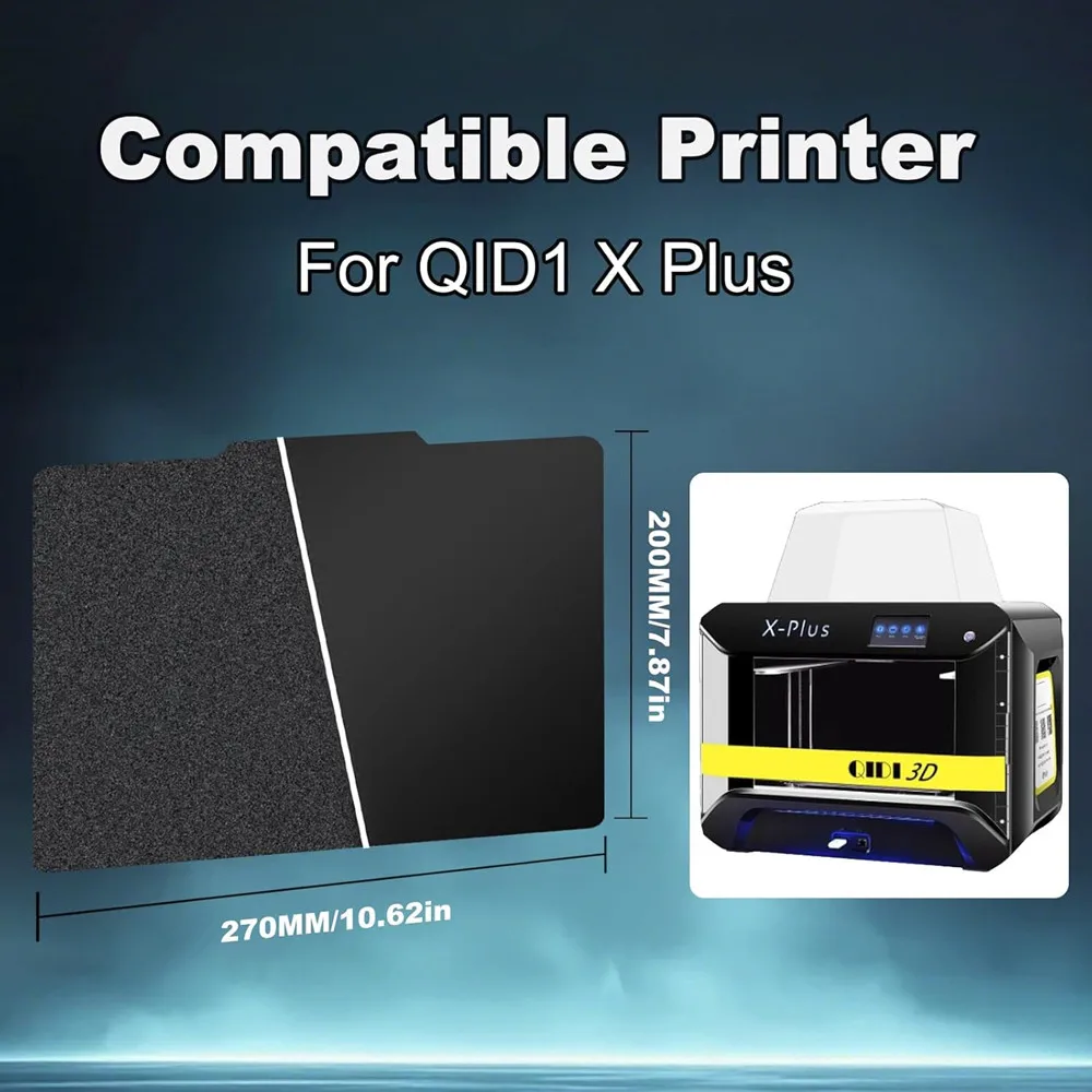 Für QIDI X-Plus/I-Mates Bauplatte, glatt, strukturiert, schwarz, PEI, doppelseitig, magnetisch, flexibles Federstahlblech, 270 x 200 mm – Detail 4