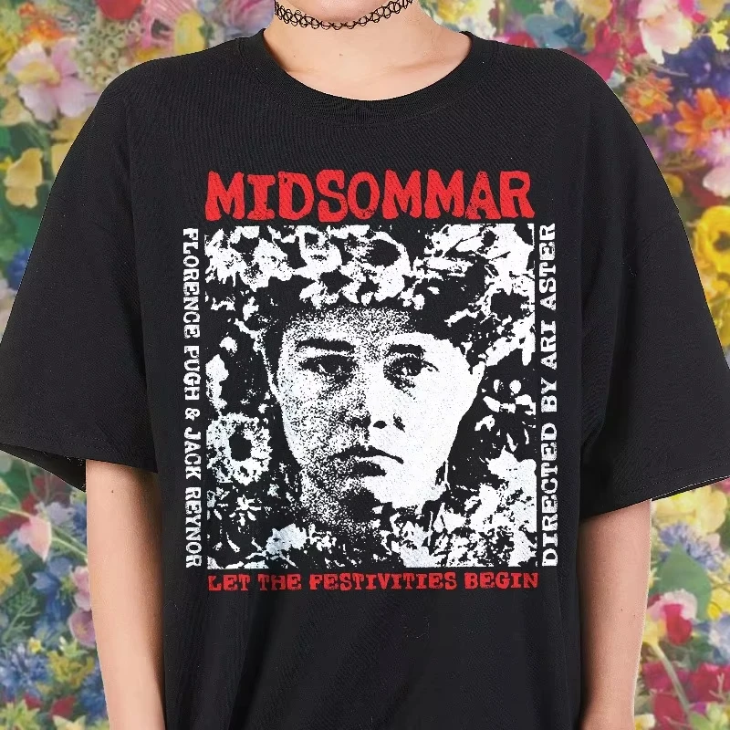 Midsommar Movie Vintage Florence Pugh A24 Horror Graphic T-Shirt Cotton Men Women Streetwear Tee
