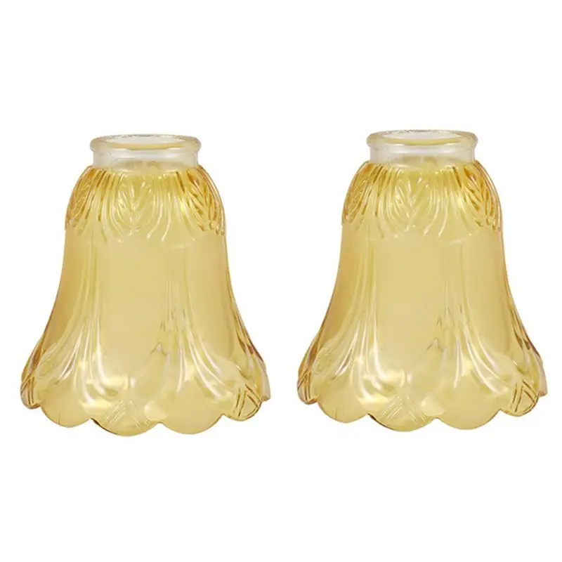 【HIGH GRADE】2 Piece Set Frosted And Clear Glass Ceiling Fan Chandelier Light Lamp Shade Replacements