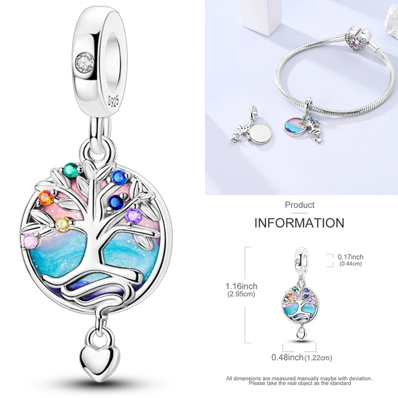 925 Sterling Silber Lebensbaum Anhänger Familie Unendlichkeit Herz CZ Zirkon Perle Passend für Original Armband DIY Schmuck Geschenk für Frauen – Detail 34