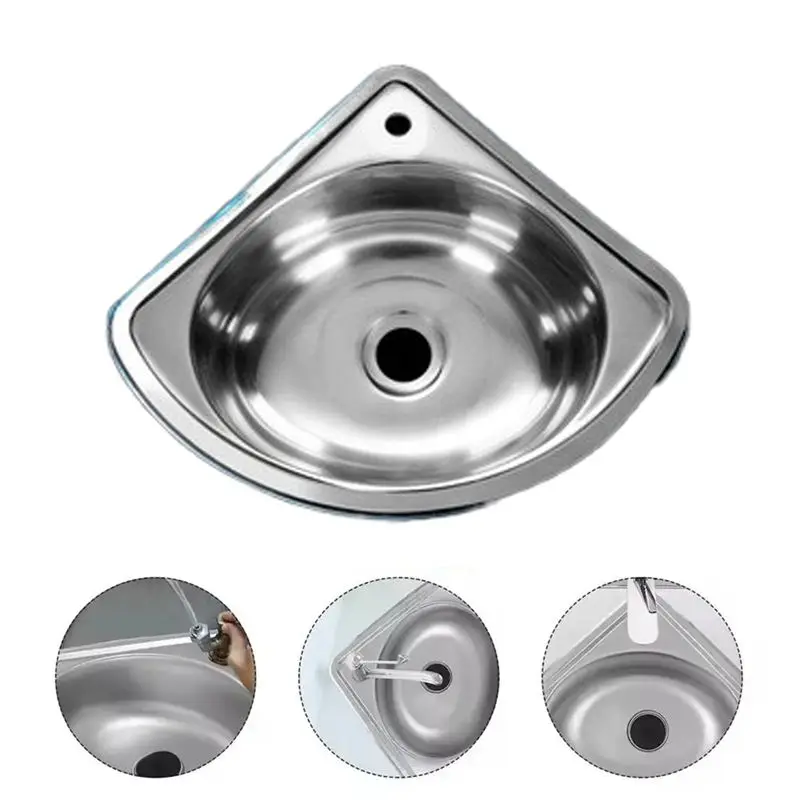 N26R-Rv Kitchen Sink Bathroom Basins Vegetable Motorhome Steel Bar Small Single Drop Bowl Corner Tub