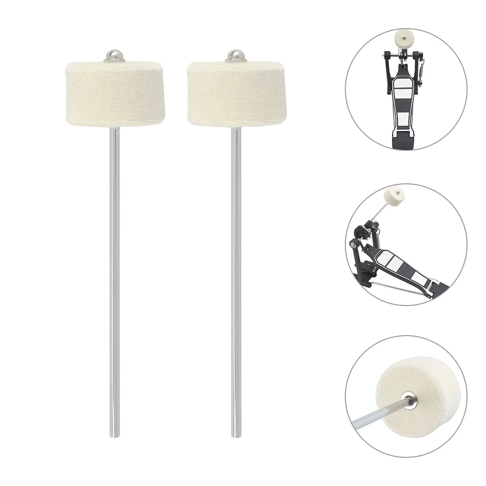 

2 Pcs Double Hammer Head Bass Drum Pedal Durable Replacement Accessories Single Kick Drum Kit Metal Professional