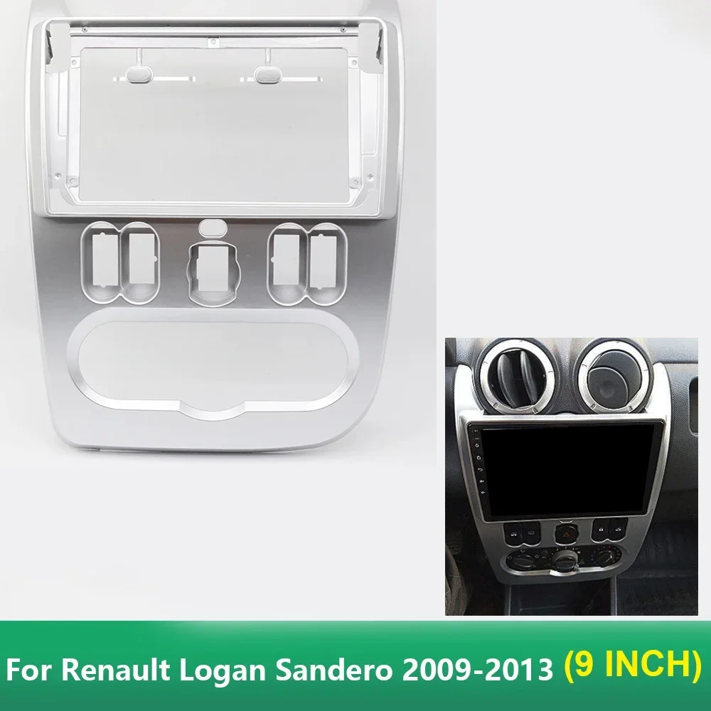 

9-дюймовый для Renault Logan Sandero 2009-2013, автомобильный радиоприемник, Android MP5, корпус, рамка 2Din, головное устройство, лицевая панель, накладка на панель