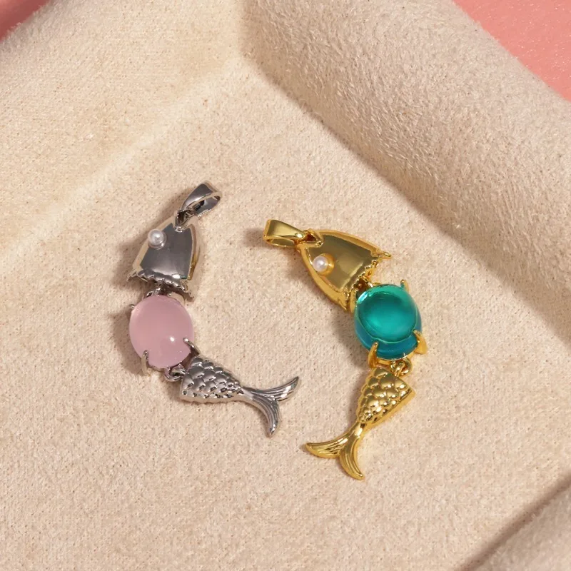 

1 шт. Медные подвески в виде морских рыб и животных, золотистого и серебристого цвета, с кубическим цирконием, для самостоятельного изготовления ожерелий и серег, женские украшения