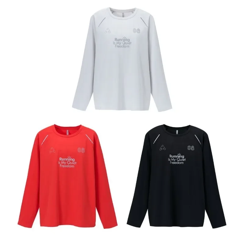 Camiseta deportiva reflectante para correr: camiseta de cuello redondo unisex con tejido de alta capacidad de absorción de la humedad y alta visibilidad, ideal para correr y hacer senderismo de noche.