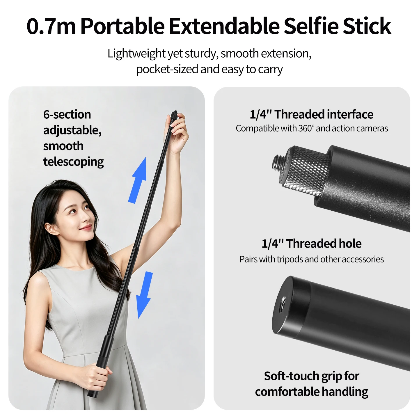 Kamera-Selfie-Stick-Clip für Rucksack-Schultergurt – Schnellverschluss-Halterung für Insta360 GoPro DJI Action – Freihändige Fotografie – Detail 6
