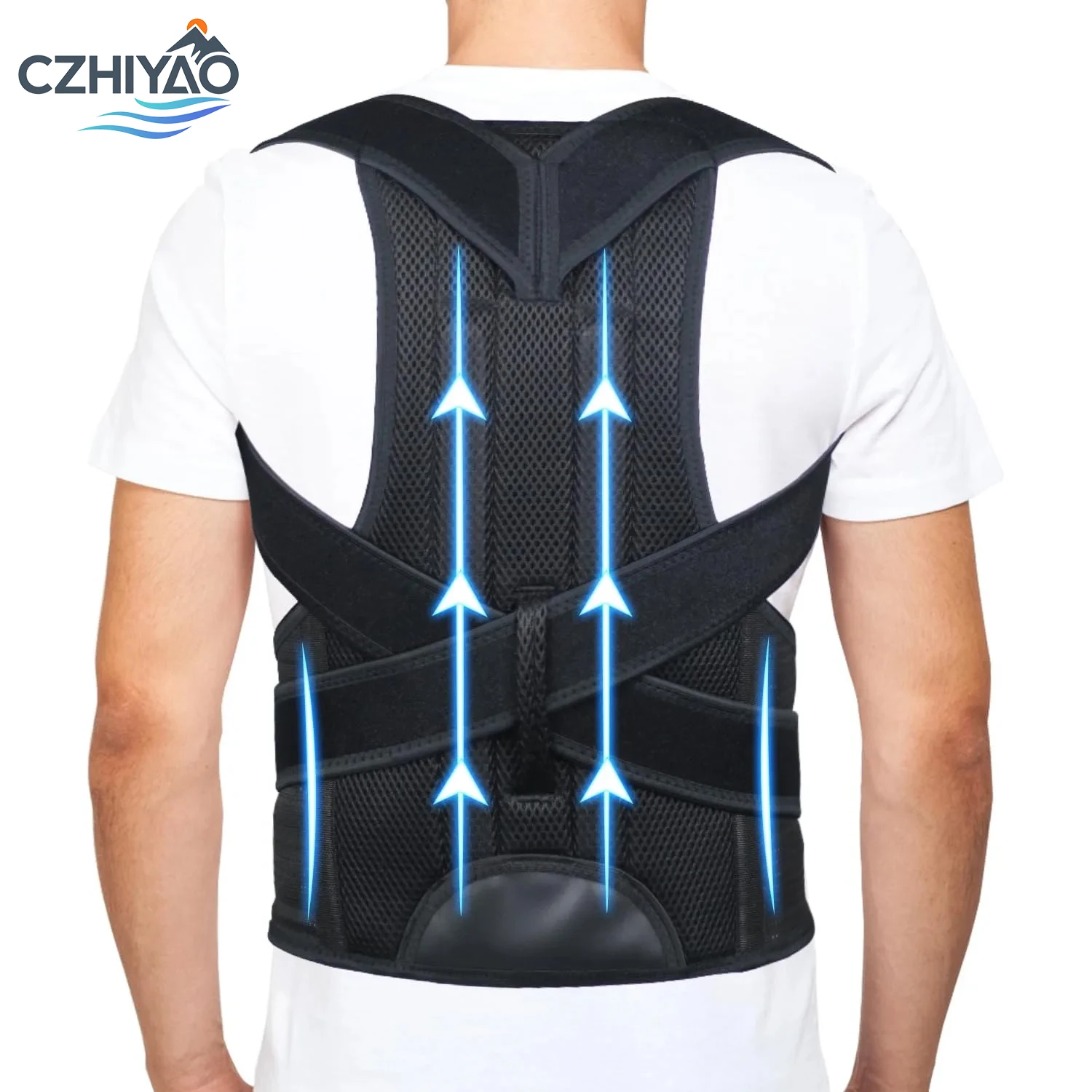 

CZHIYAO Male Female Back Support Corrector Improves Posture Relieves Back Pain Full Waist Shoulder Stretch Adjustable Straps