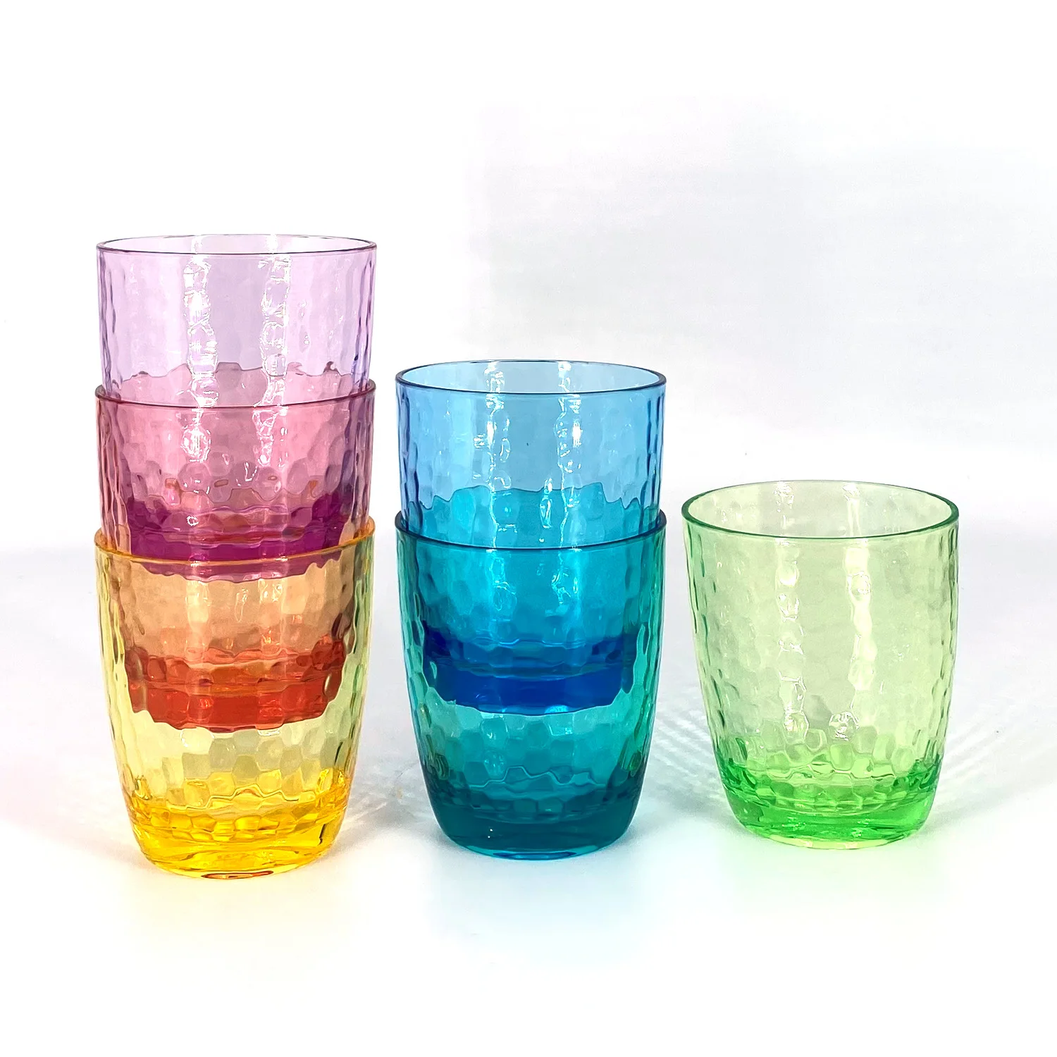 Imagem -04 - Yongzhenlite Conjunto de Estilo Martelado 15 Onças 430ml Copos Acrílicos de Plástico Bpa Lava-louças Multi Color