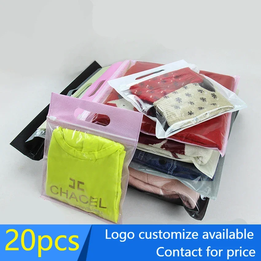 

20 pcs Clear Ziplock Plastic Package Cloth Travel Storage Bag Waterproof Bag Zipper Lock Self Seal Frosted Portable bags