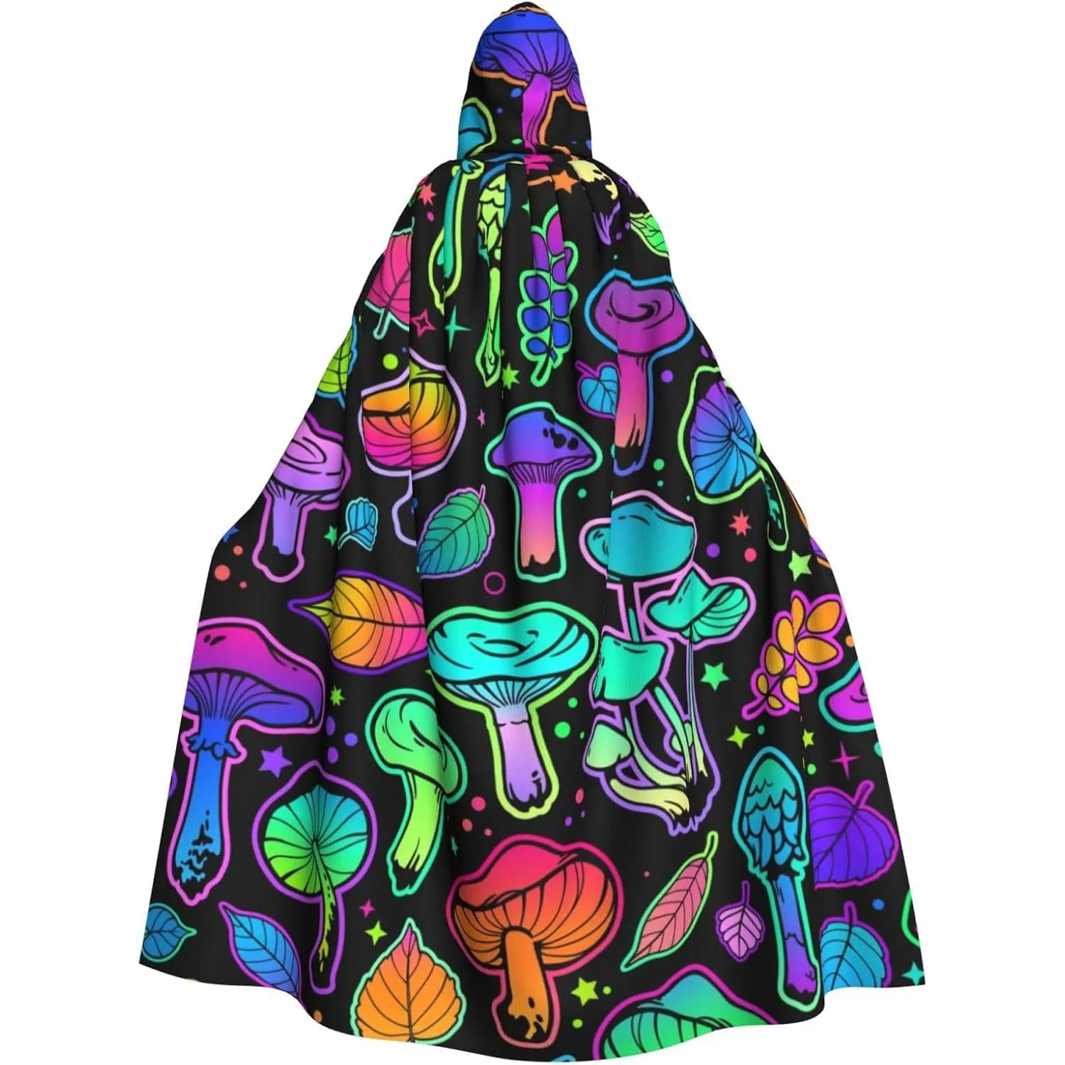 Mushrooms Print Hooded Robe Cloak for Adult Men Women,Wizard Witch Cape Cosplay Halloween Costume