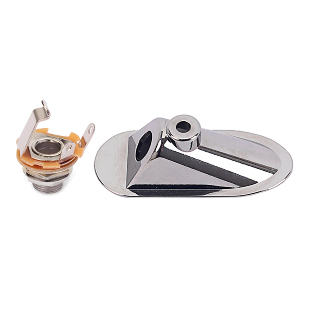 

Guitar Bass Pickup Jack Socket 1 4 Inch Output Input Chrome Plated Durable Replacement Accessories Electric Instruments Ship