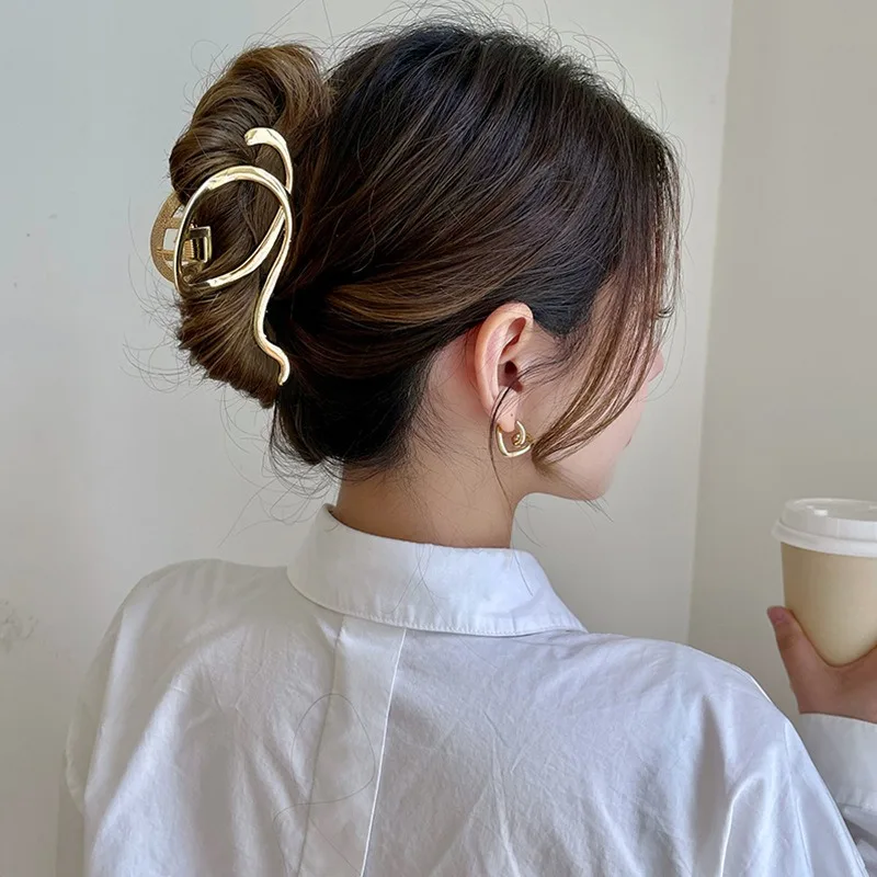 Pinzas en forma de garra metálicas minimalistas para el cabello, diseños curvos, perfectos para Updos elegantes, elegancia diaria, accesorios para el cabello a la moda, 1 ud.