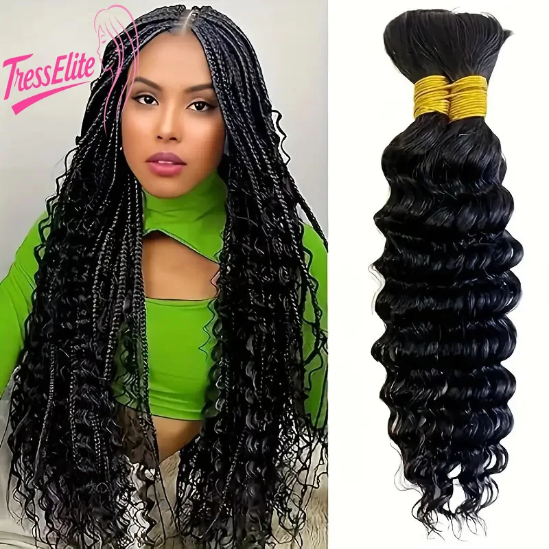 

12A Объемные человеческие волосы с глубокими волнами для плетения без утка, пучки волос для косичек в стиле бохо, бразильские девственные человеческие волосы, 95 г