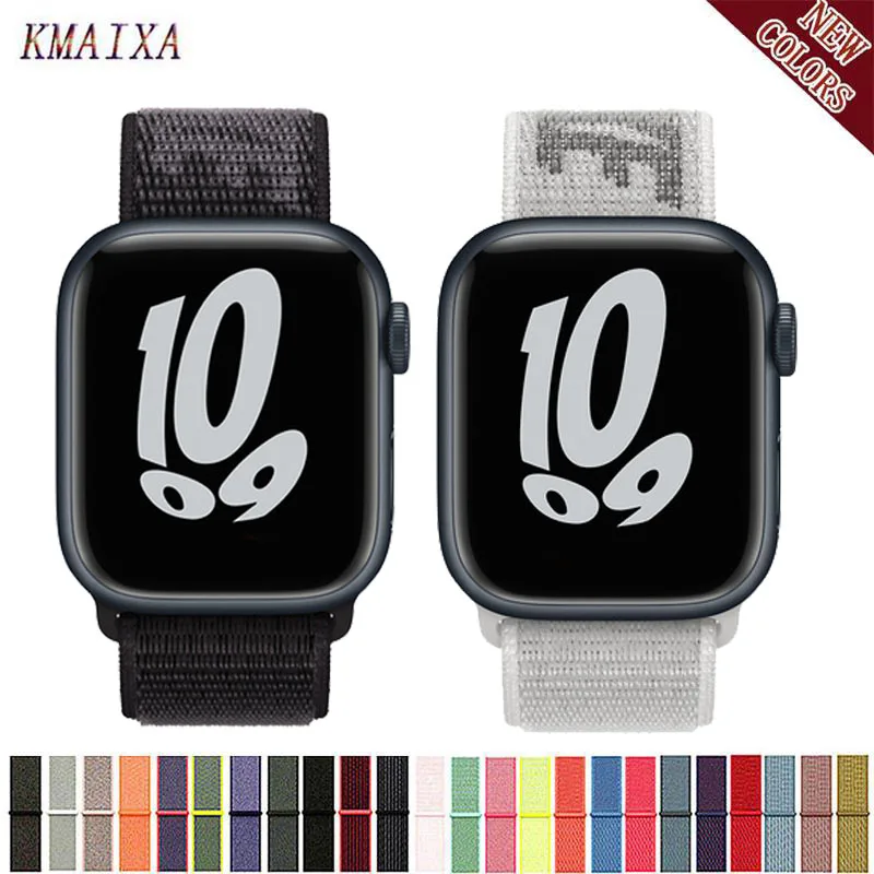 Ремешок для Apple Watch Band 44 мм 40 мм 45 мм 41 мм 49 мм 42 мм 38 мм 45 мм Нейлоновый браслет Correa iwatch Series 9 7 se 6 Ultra 2 8 Band