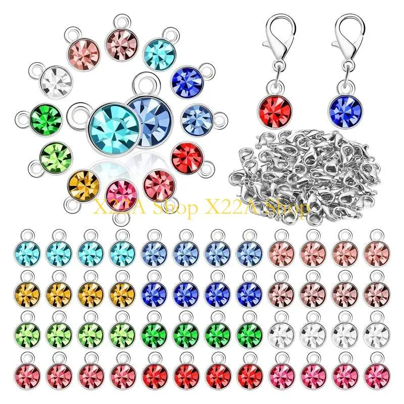 Unique 12 Colors Crystal Birthstone Charms 180 Pcs DIY Beads Pendant for DIY Jewelry