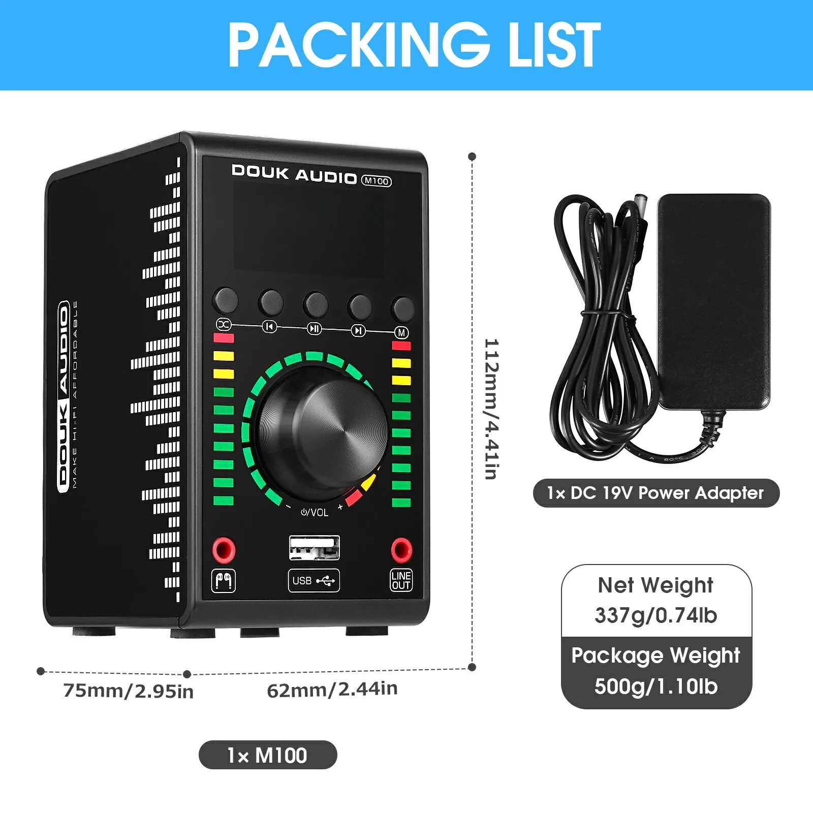 Douk Audio Mini-Digitalverstärker COAX / OPT Integrierter Bluetooth 5.0 Amp Heim-/Auto-/Marine-Audioverstärker USB-Player 24B/192K – Detail 9