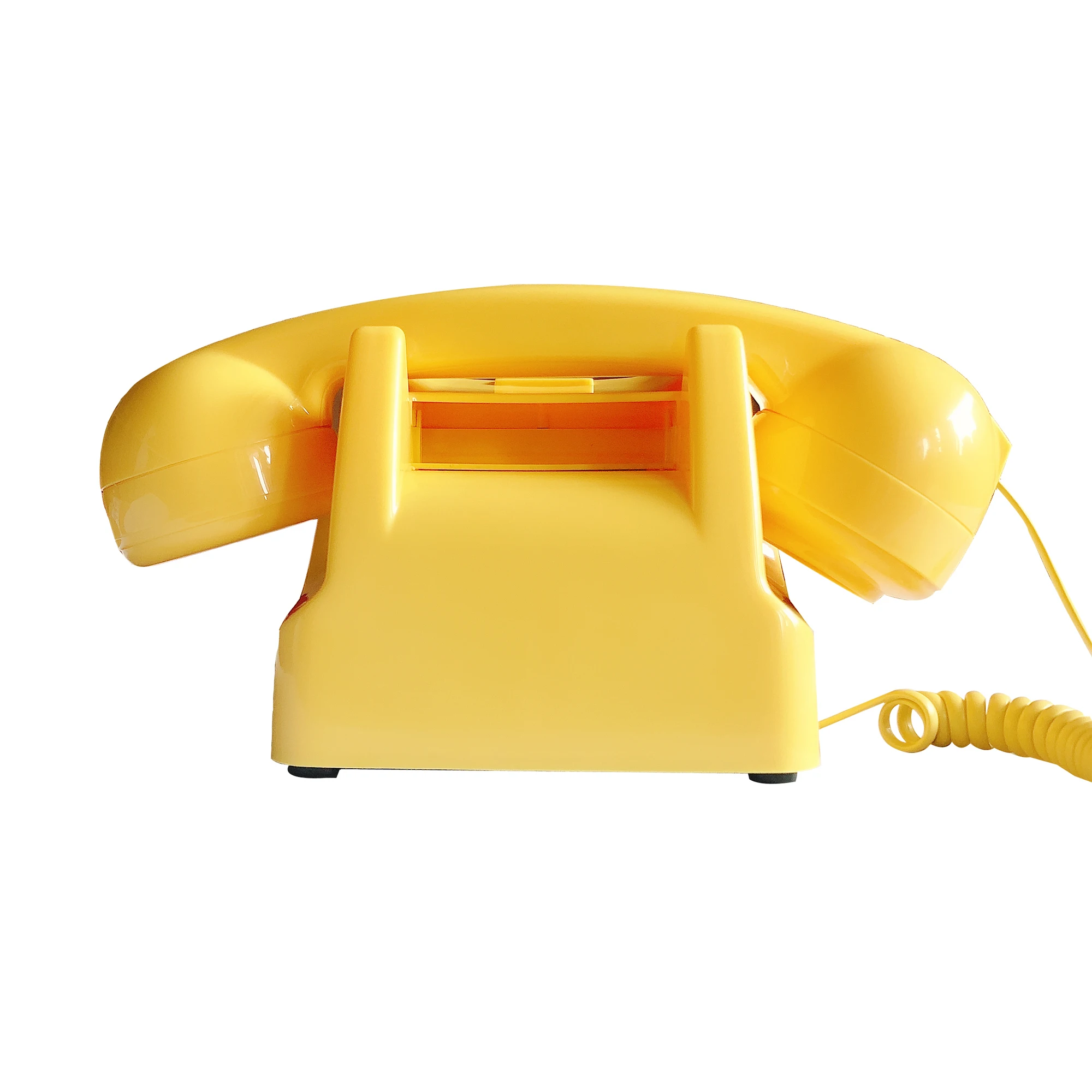 Retro Yellow Telephone for Home Office, Corded Classic Old Fashion Landline Phone, Wired Antique Decorative Desktop Phones