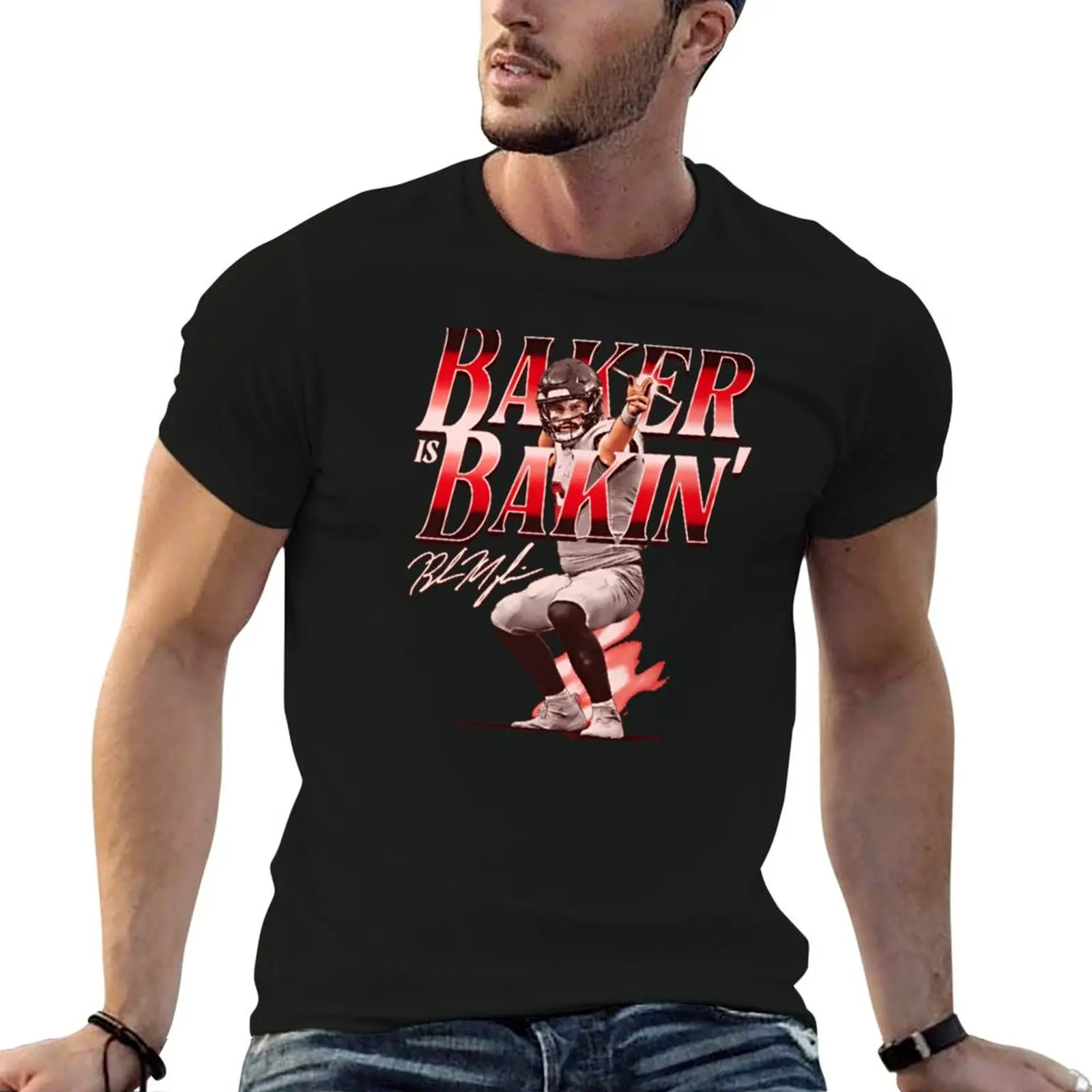 Baker Mayfield Tampa Bay Pose T-Shirt Running Gym Short Sleeve Sports Tee