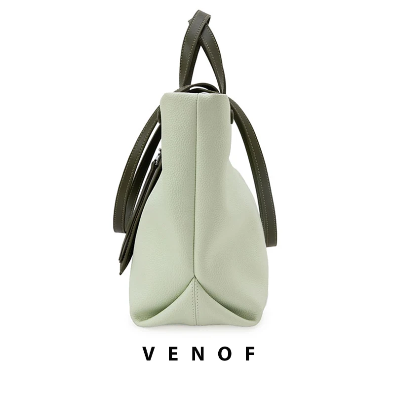 VENOF 2023 Summer Women\'s Tote Bag Luxury Brand Genuine Leather Casual Fashion Large Capacity Travel Handbags Shoulder Purse