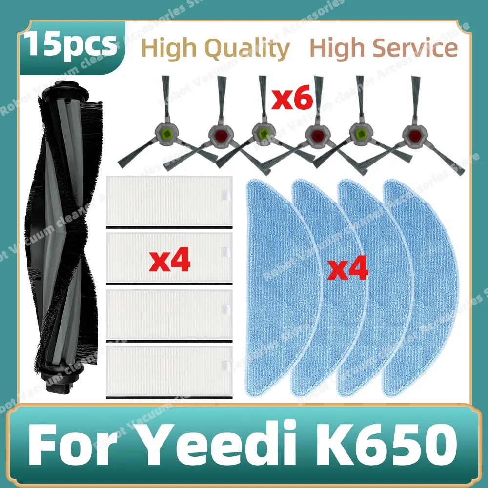 Compatible avec les pièces Yeedi K650, brosse latérale principale, filtre Hepa, accessoires de remplacement en tissu de vadrouille Compatible avec les pièces Yeedi K650, brosse latérale principale, filtre Hepa, accessoires de remplacement en tissu de vadrouille