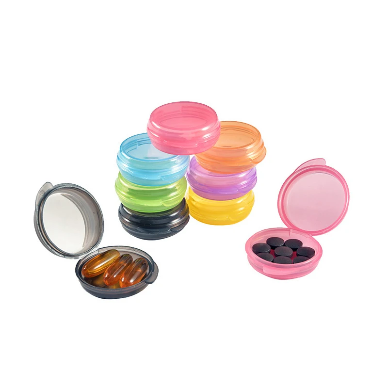 1pcs Mini Round Plastic Small Boxes Pill Jewelry Storage Case Container Storage Small Pill Box Portable Travel Home