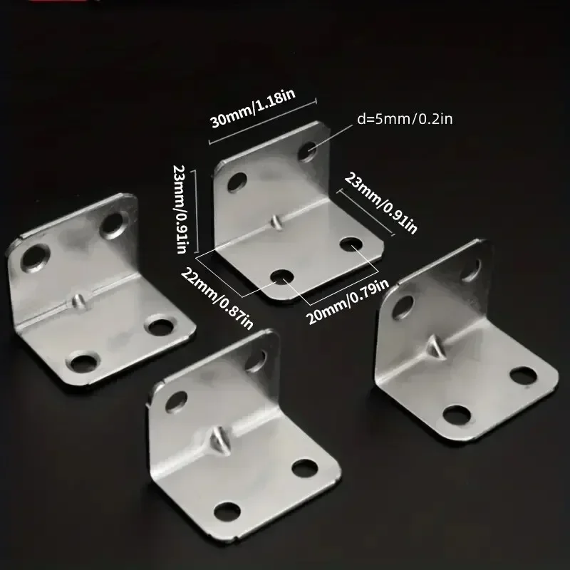 Stainless Steel L-Shaped Corner Code 90 Degree Laminated Furniture Plate Hardware Right Angle Bracket Cabinets Small Connectors
