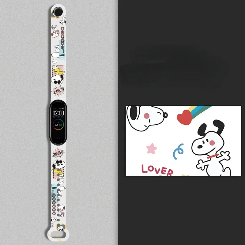 Snoopy Charlie Brown Strap for Xiaomi Mi Band 8 7 6 5 4 3 Silicone Strap Cute Cartoon Watchband Replaceable Wrist Strap Bracelet