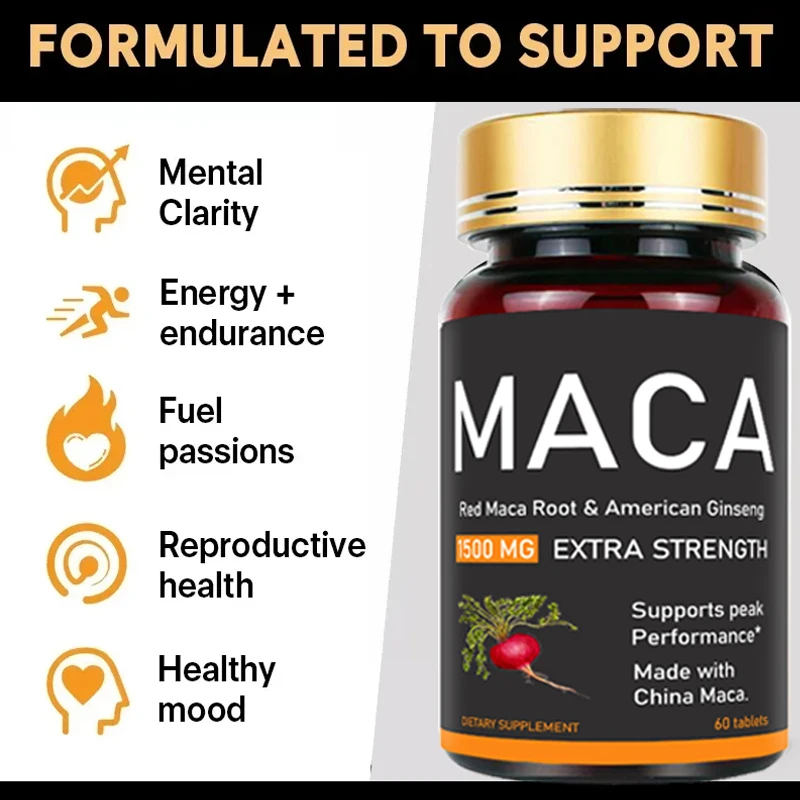 Natgrown Organic Maca Root Powder Capsules 1500 mg and Ginseng Extract Supplement Supports Muscle Endurance and Strength in Men