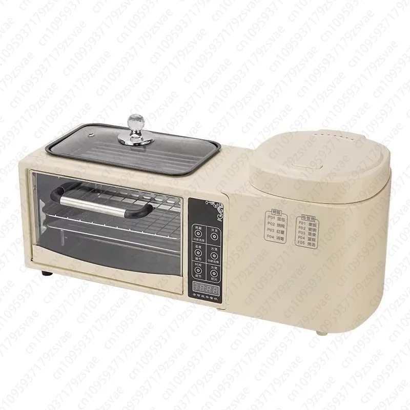 Multi-functional Breakfast Machine, Four-in-one Frying and Roasting Pan, Electric Oven, Rice Cooker, Toaster, Sandwich Machine