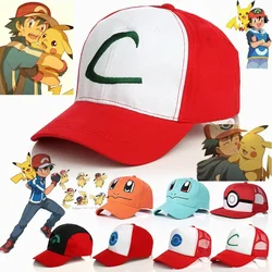 Pokemon Ash Ketchum Pikachu Cosplay Hats Charmander Squirtle Poke Ball Child Adult Demo Baseball Cap Sports Street Sun-proof Hat