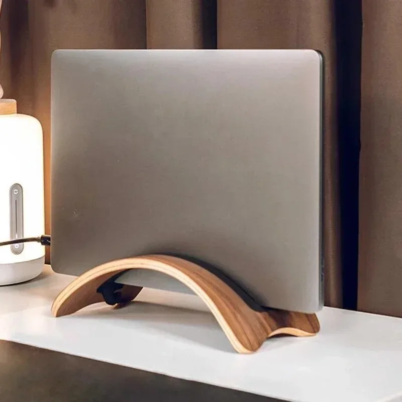 

Wooden Laptop Stand Custom Laptop Adjustable Vertical Support Notebook Wood Rubber Strip Soild Wooden Stand Desktop Decoration