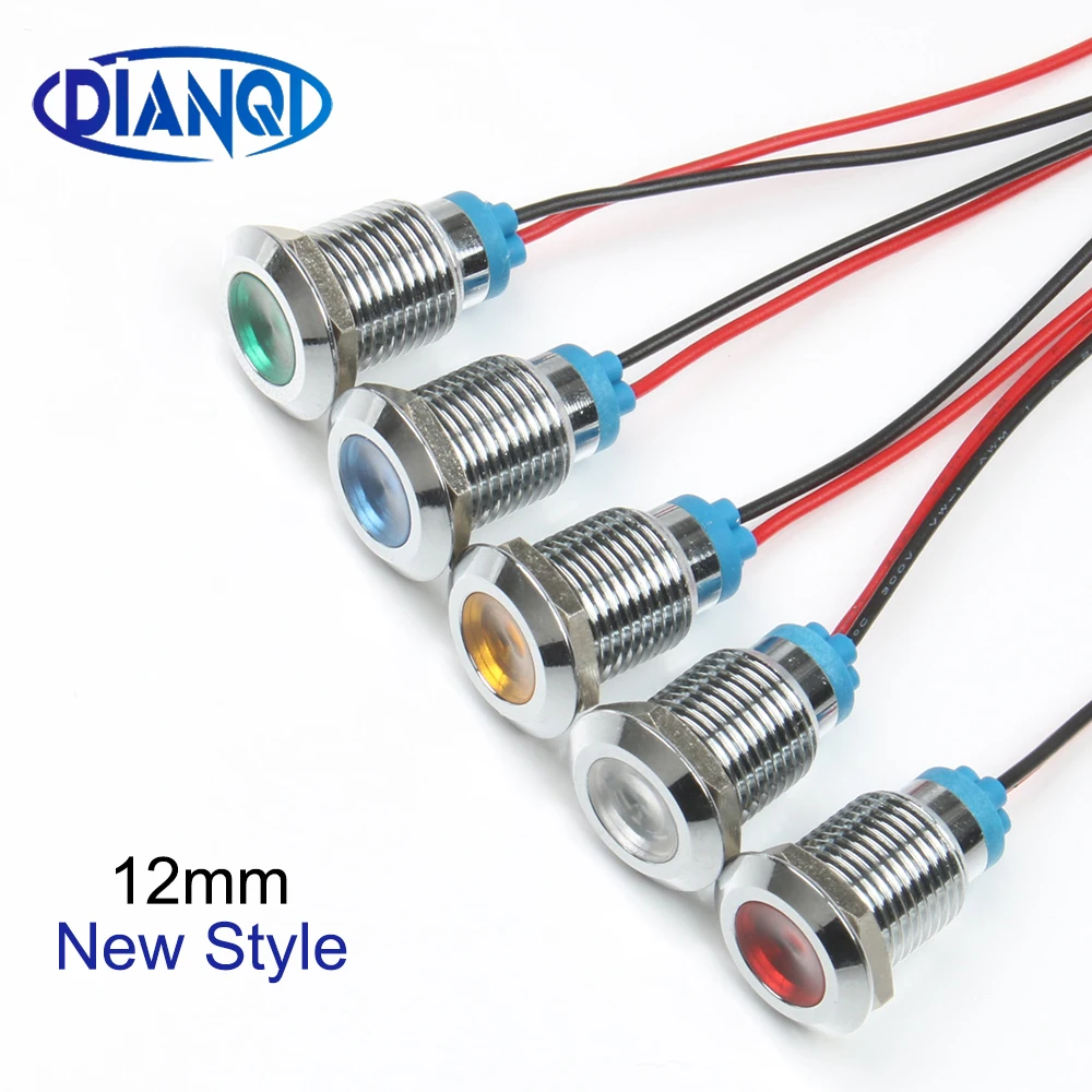 

LED Metal Indicator light Single/double color Customized 12mm waterproof Signal lamp dot with wire red yellow blue green white