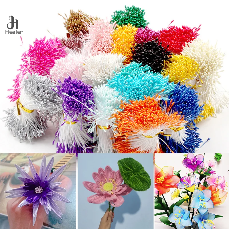 400Pcs Mini Flower Stamen Artificial Pearl Pistil Double Heads DIY Floral Craft For Wedding Decor Needlework Scrapbooking