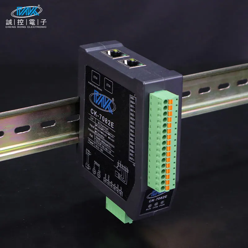 Module d'extension PLC Ethernet 0-20ma, entrée analogique 16 bits, Modbus TCP vers RS485, IO à distance, Cascade Ethernet vers PLC, CK-7082E