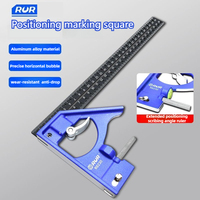 RUR Woodworking 3 In 1 300mm Adjustable Measuring Ruler 45-90 Degree Multi Combination Square Angle Finder Protractor Tools