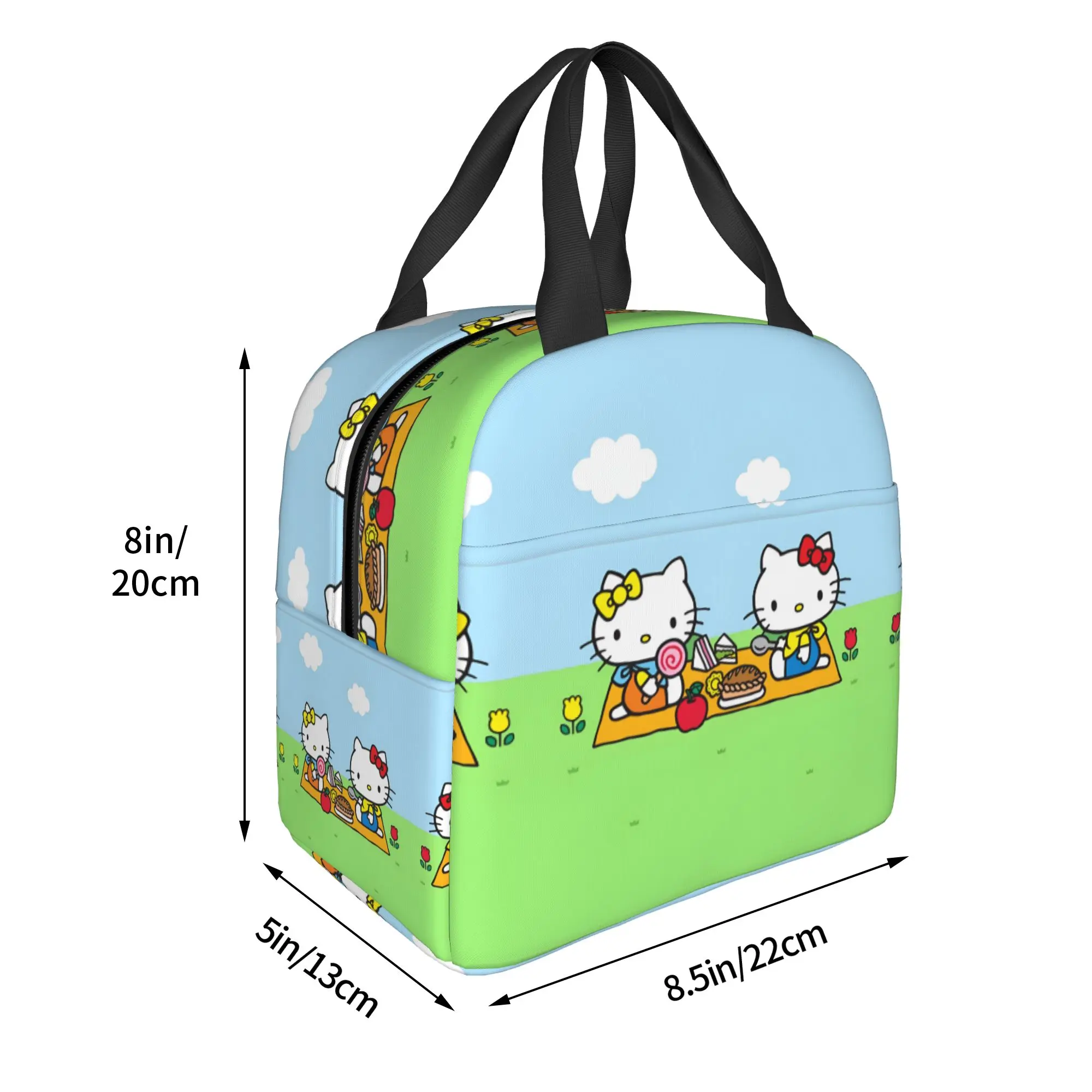 Custom Kitties Kitten Portable Lunch Box Unisex Multifunction Cat Anime Cooler Thermal Food Insulated Lunch Bag School Student view 3