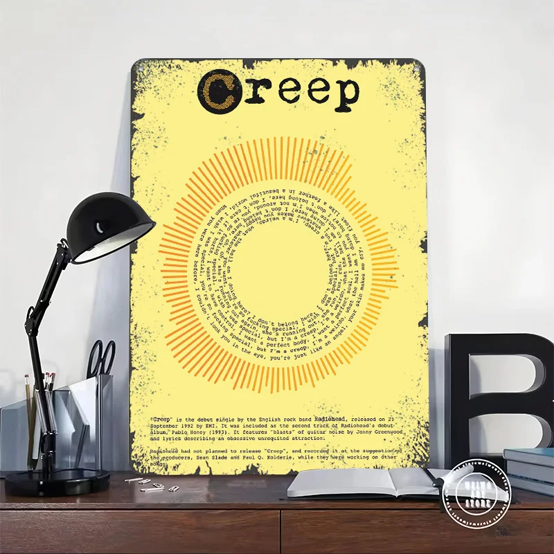 Radiohead Creep Lyrics Poster Customized Wall Art Vintage Metal Signs Retro Tin Plaque for Man Cave Decoration Living Room Decor