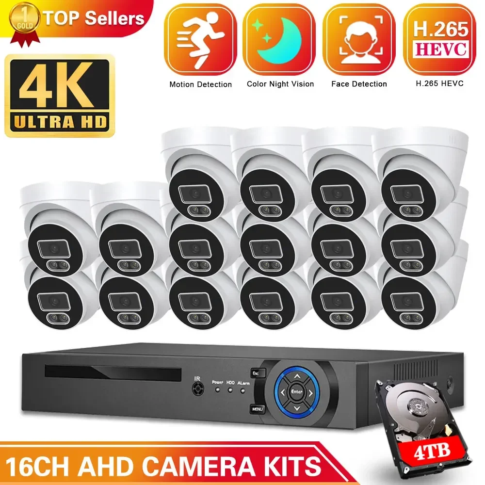 

Overscam 16CH Home CCTV Cameras Set 4K 8MP 16CH DVR Kit 8MP Colorful Night Vision Security Dome Camera Video Surveillance System