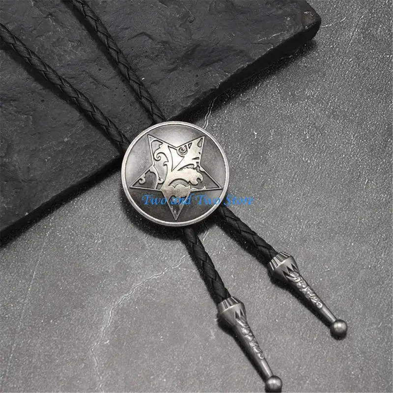 HX6F Traditional Unisex Necklace Durable PU Cord Metal Star Charm Casual Formal Wear