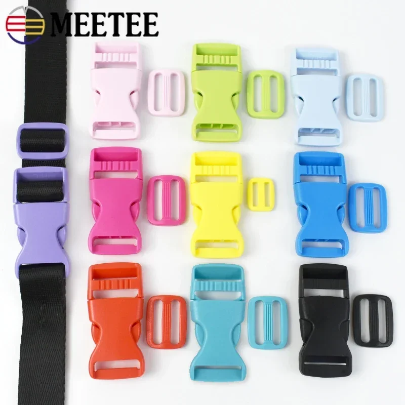 5/10/20Sets Plastic Release Closure Buckle For Strap Backpack Belt Ring Clasp Webbing Tri-Glide Slider Hooks Sewing Accessories