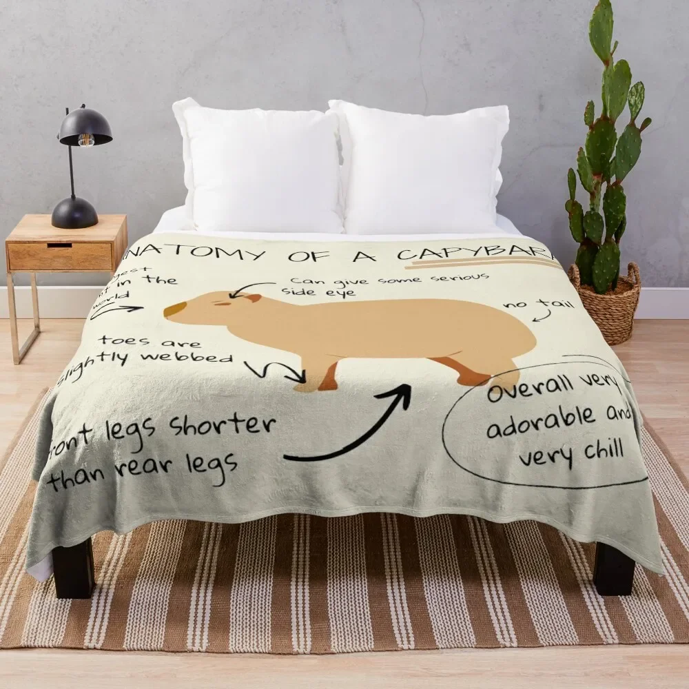 

Anatomy of a capybara Throw Blanket Sofa Furry Multi-Purpose Blankets