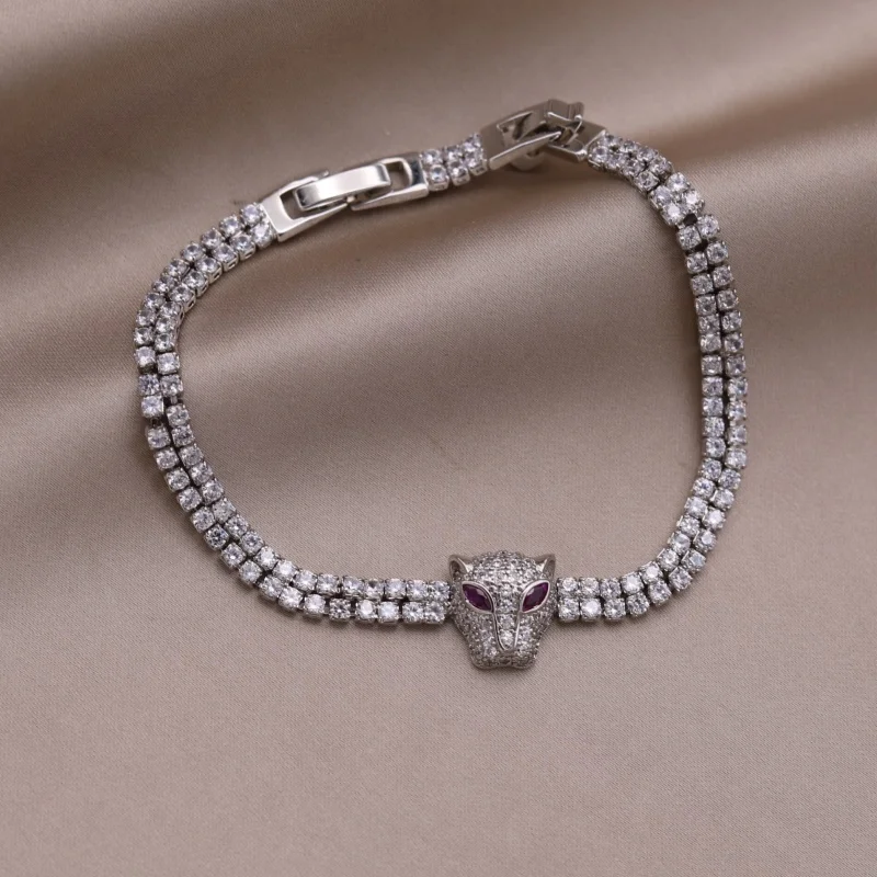 تصميم كوري جديد مجوهرات الأزياء 14K مطلية بالذهب الفاخرة الزركون ليوبارد سوار أنيق المرأة اكسسوارات العمل اليومي