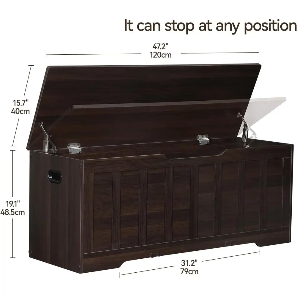 Cassapanca extra large in legno con panca per scarpe, finitura Espresso, 47,2x15,7x19,1 pollici, facile montaggio per camera da letto, soggiorno