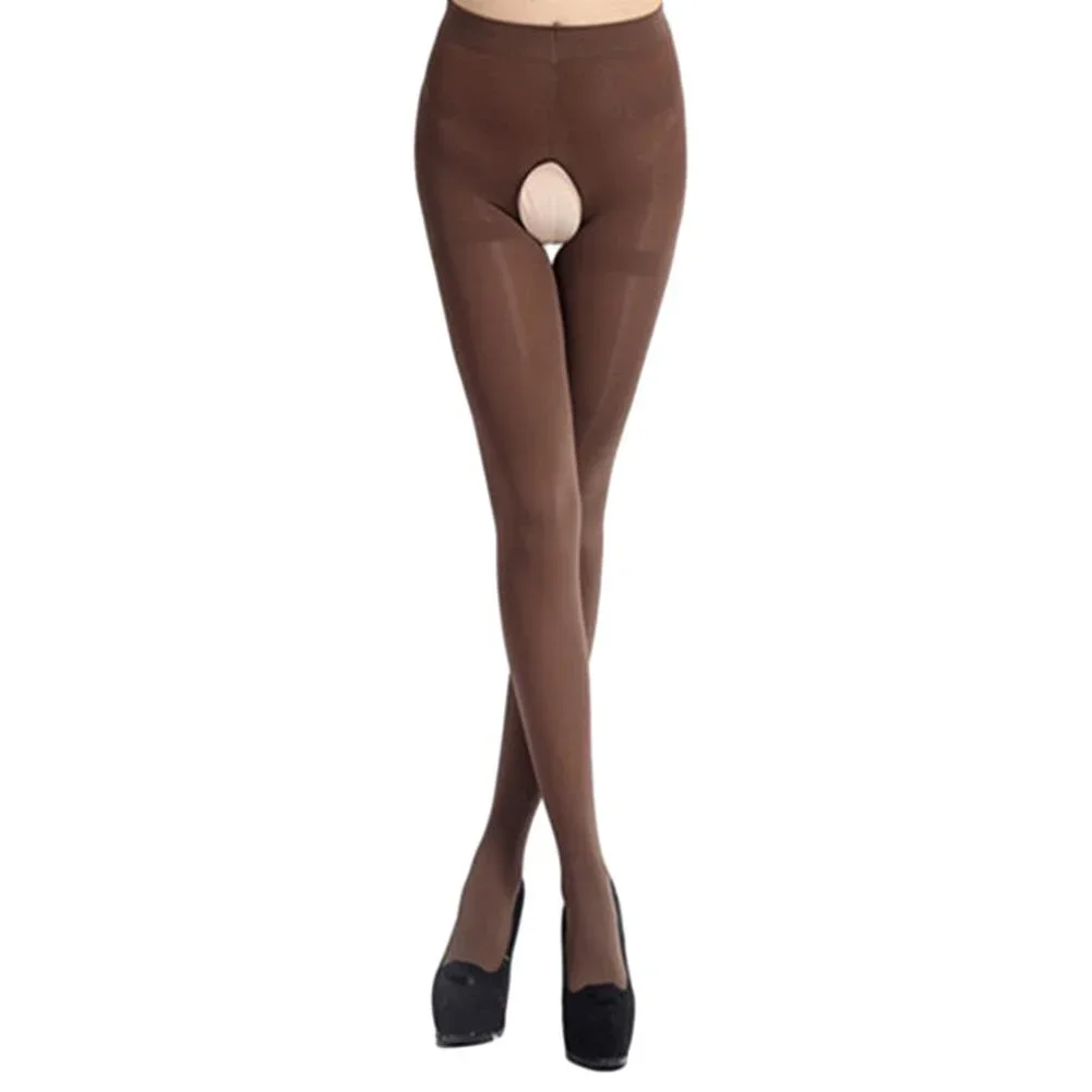 Sumodx Frauen 120d Samt Schritt lose sexy Strumpfhose offener Schritt Strumpfhosen elastische und bequeme alltägliche Dessous