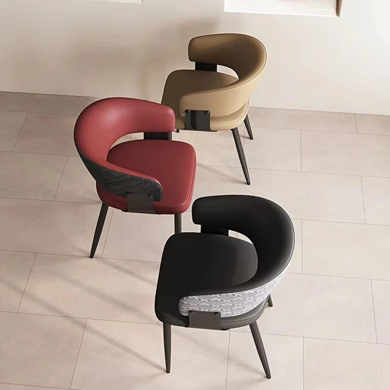 Simple rotating dining chair leather upholstered for home furniture restaurant