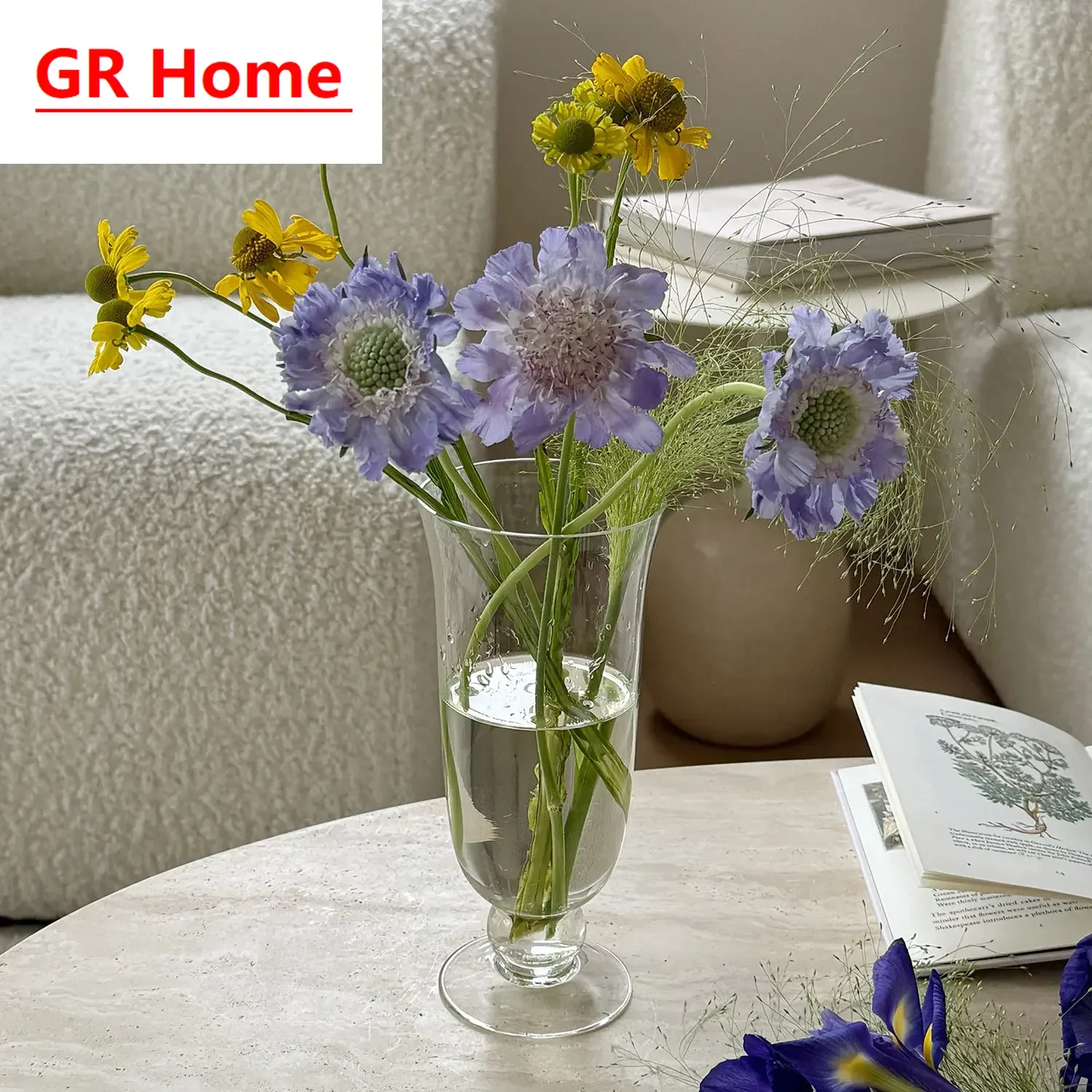 Clear Glass Hydroponic Vase, Minimalist Unique Flower Vase, Premium Home Ornament for Living Room & Interior Decoration
